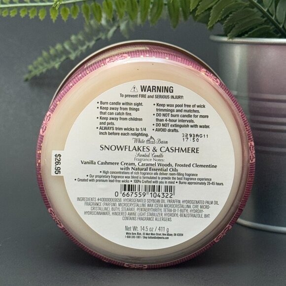 BBW Snowflakes & Cashmere White Barn Bath & Body Works 3 Wick Candle - Picture 9 of 10
